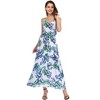 Women's 2025 Summer Beach Dress Floral V-Neck Tie Front Spaghetti Strap Flowy Long Boho Maxi Dress - 2 of 4