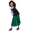 Kids Solid Pleated Skirt Below the Knee Girls Satin Skirts - 3 of 4