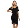 Women's Summer Cold Shoulder  Twist Knot Mini Tshirts Dresses - 2 of 4
