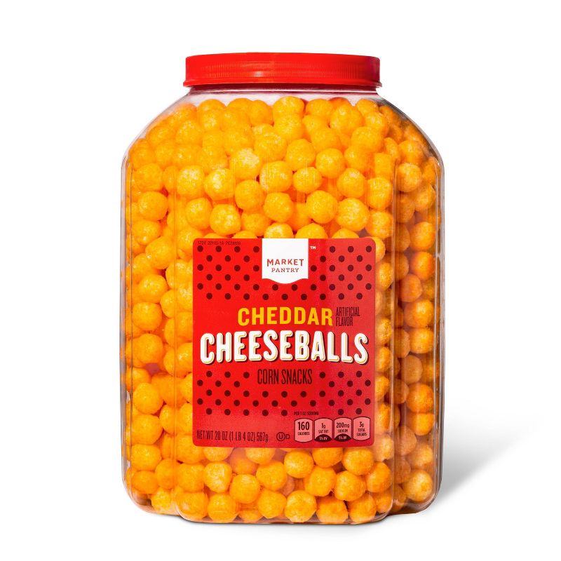 Cheddar Cheese Balls Corn Snacks  - 20oz (1lb 4oz) 567g  - Market Pantry&#8482;, 1 of 6