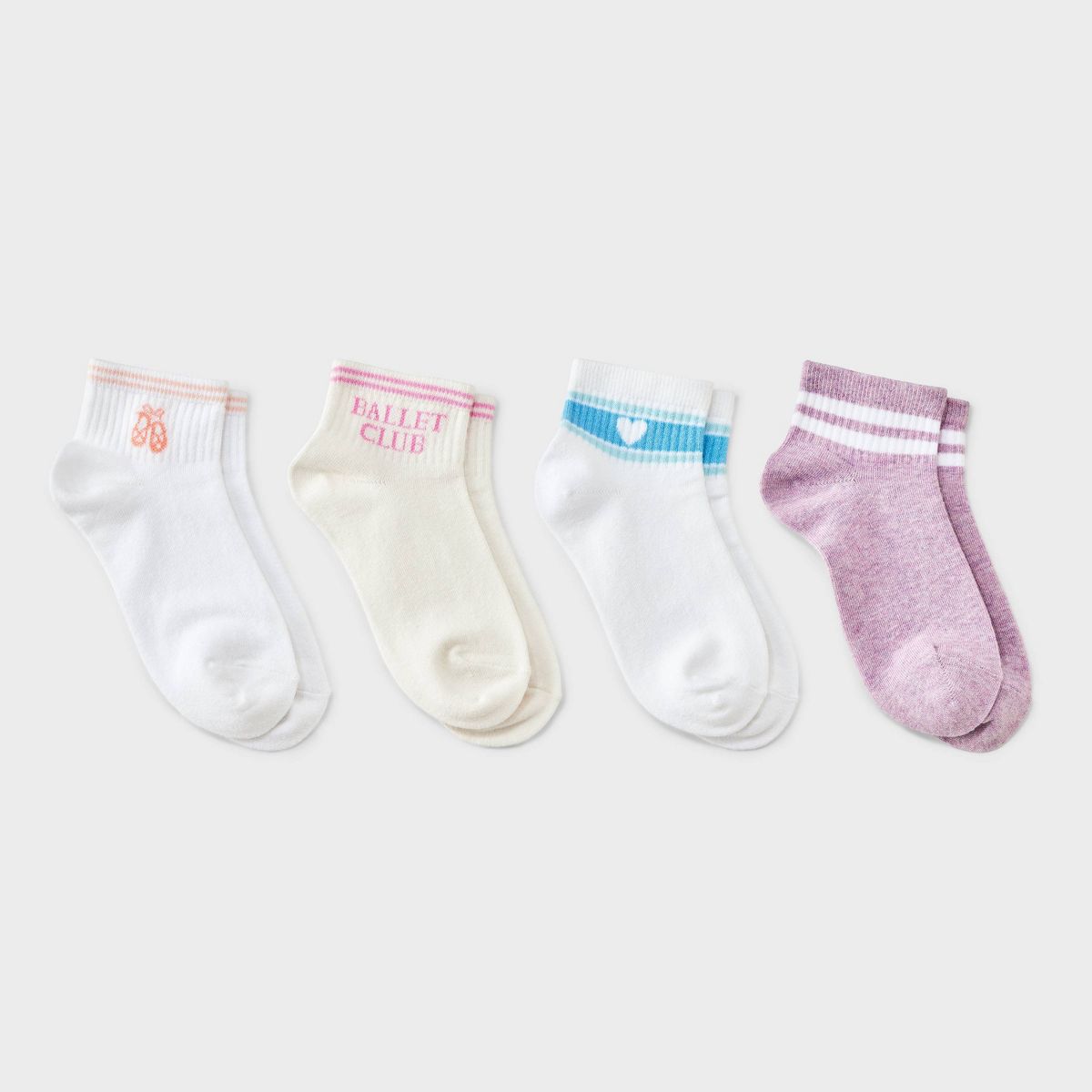 Girls' 4pk 'Ballet Club' Dance Ankle Socks - Cat & Jack™ Assorted Colors