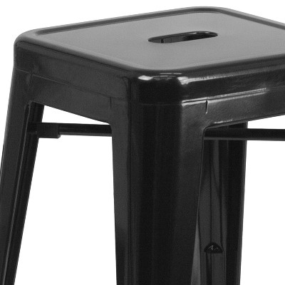 Sleek 30" High Backless Black Metal Indoor-Outdoor Barstool