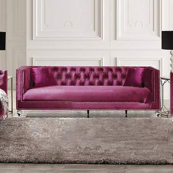 Heibero 89" Sofas Burgundy Velvet - Acme Furniture