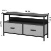 Jojoka Dresser TV Stand with 2 Fabric Drawers and Open Shelves 50 Inch Grey Wood Grain Entertainment Center - 2 of 4