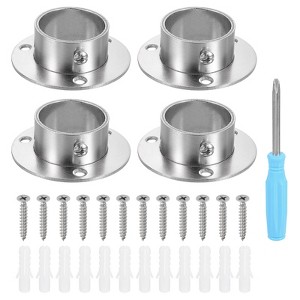 Unique Bargains Stainless Steel Low-leg Brushed Finish Closet Rod Holder 4 Pcs - 1 of 4
