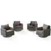 Buenhomino Outdoor Patio Swivel Rocker Chairs - 4pcs Wicker Rattan Patio Rocking Glider Chair Set with High Back for Porch Deck Backyard - 2 of 4