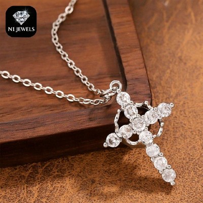 Boersma Classic Crown & Cross Pendant Choker Necklace – Unisex Trendy Jewelry for Women, Men & Girls, Daily Wear & Party Outfit Accessory