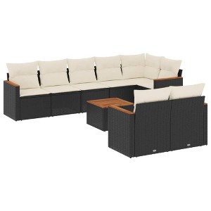 vidaXL Garden Sofa Set Black PE rattan Large Adjustable Feet - 1 of 4