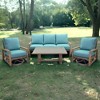 Courtyard Casual Avalon FSC Teak 4 pc Sofa Motion Seating Group  Includes:  One Sofa, Two Swivel Gliders and One Coffee Table - 2 of 4