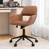 Costway Leathaire Home Office Chair with Ergonomic Backrest Padded Armrests Casters - 2 of 4