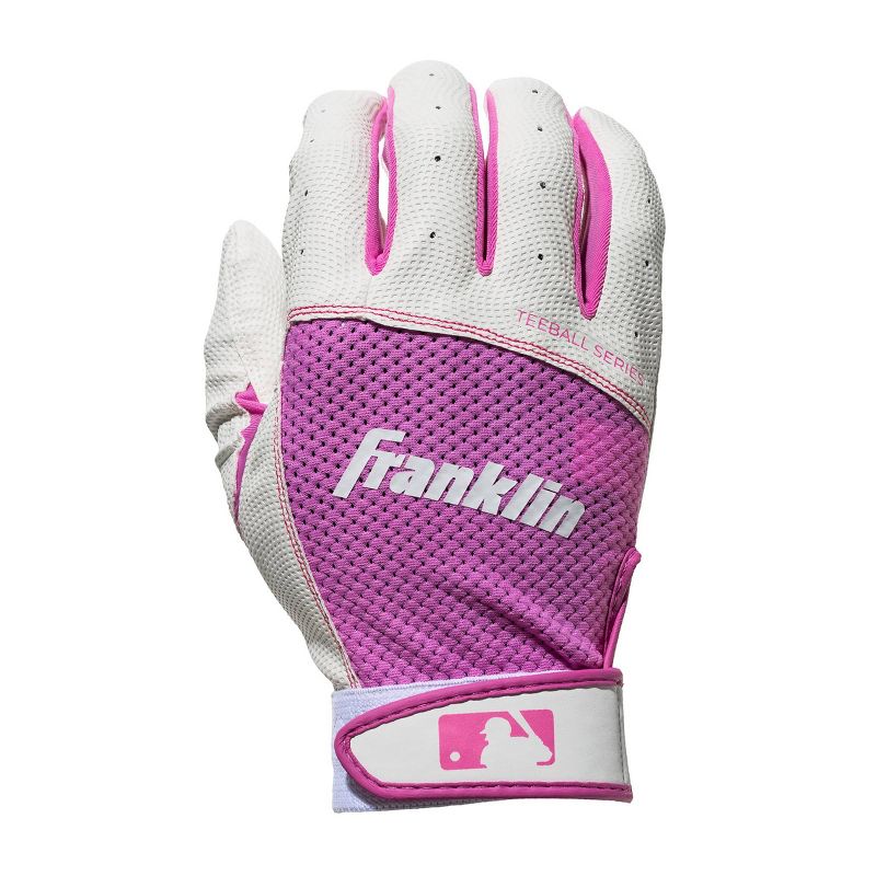 Franklin Sports Youth Tee ball Flex Series Batting Gloves - White/Pink - L, 2 of 3