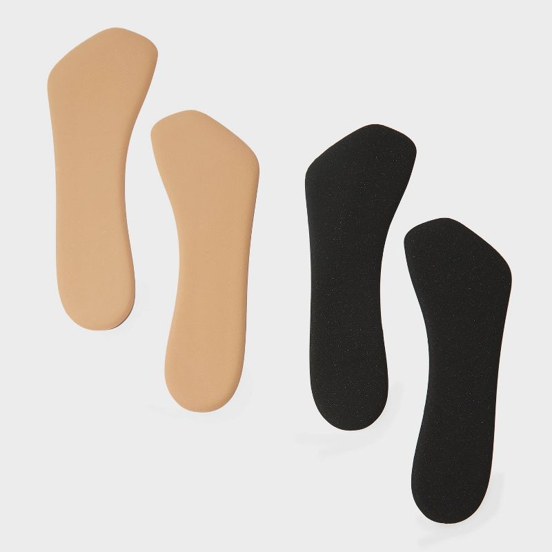 Fab Feet Women&#39;s by Foot Petals 3/4 Insoles Shoe Cushion Multipack Black/Khaki - 2 pairs, 3 of 9