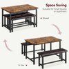 Coolmee 4 Piece Dining Table Set, Rectangular Kitchen Tables Set with 2 Upholstered Benches, Dining Room Table for 4, Small Space Dinette Tables - 4 of 4