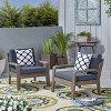 Outdoor Acacia Wood Patio Club Chairs Set of 4 with Water-Resistant Cushions, Outdoor Chair with Slat Panel Design for Garden or Deck-Coolbibila - 3 of 4