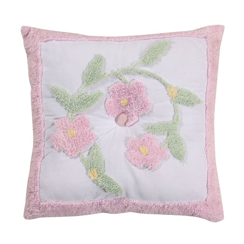 Bloomfield Collection Floral Design 100% Cotton Tufted Unique Luxurious Square Pillow - Better Trends, 1 of 4