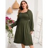 YesFashion Women's Plus Size Ruffle Long Sleeve Dress Square Neck High Waist Smocked Tunic Maxi Dress A Line Dress - 2 of 4
