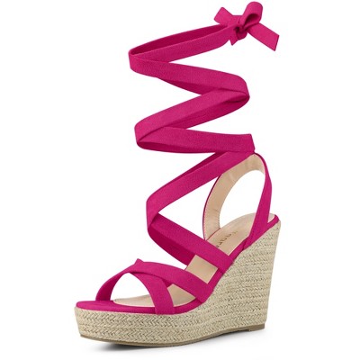 Allegra K Women's Espadrilles Platform Heels Lace Up Wedge Sandals