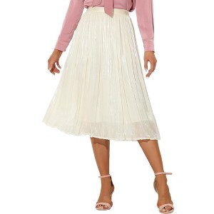 Allegra K Women's Pleated Elastic Waist Casual Accordion Midi Skirt - 1 of 4