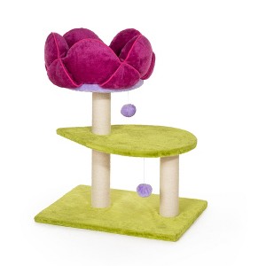 Prevue Pet Products Flower Power Cat Scratching Post, Green & Pink Fabric 7320 - 1 of 4
