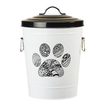 Amici Pet Zentangle Metal Pet Food Bin, Paw, 17lbs