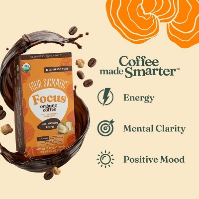 Four Sigmatic Focus Organic Dark Roast Nespresso Compatible Espresso Coffee Pods - 10ct
