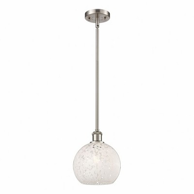 White Mouchette - 1 Light Stem Hung Mini Pendant In Modern Style-10 Inches Tall and 8 Inches Wide
