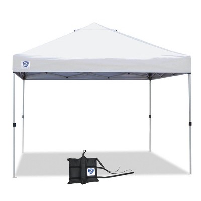 Z-Shade 10 x 10 Foot Straight Leg Canopy Tent with Push Button Locking System and 4 Pack of Z-Shade Wrap Around Leg Weight Bags, White