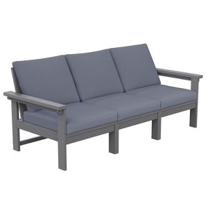 Hyleory 3-Seat Patio Accent Chair With Cushion,HDPE  Patio Sofa With Loose Cushion - 1 of 4