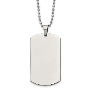 Black Bow Jewelry Stainless Steel Reversible LG 29x49mm Dog Tag Necklace, 24 Inch - 1 of 4