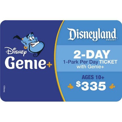 Disneyland Resort 2-Day 1-Park Per Day Ticket with Genie+ Service Ages 10+ $335 Gift Card