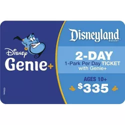 Disneyland Resort 2-Day 1-Park Per Day Ticket with Genie+ Service $335Gift Card (Ages 10+)
