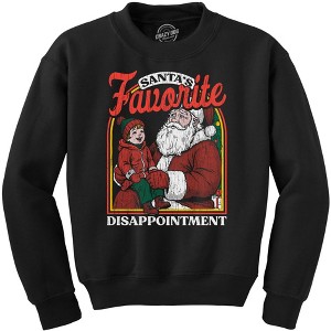 Santas Favorite Disappointment Crewneck Sweatshirt Funny Sarcastic Christmas Graphic Novelty Sweater - Crazy Dog Crew Neck Sweatshirt Gift For - 1 of 4