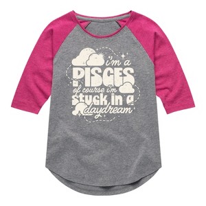 Girls' - Instant Message - I'm A Pisces Daydream Shirt Tail Raglan Graphic T-shirt - 1 of 4
