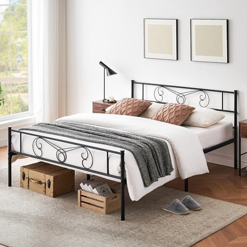 Whizmax Queen Bed Frame Platform with Headboard and Footboard Metal Bed  Mattress Foundation with Storage, No Box Spring Needed, Black