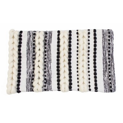 12"x20" Anya Braided Applique Stitched Pillow Shell Jet Black - Decor Therapy