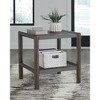 Signature Design by Ashley Kallenny End Table - Dark Brown Oak Finish with Faux Cement Top, Open Display Shelf - 2 of 4