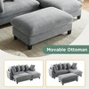 Merax L-Shaped Soft Chenille Upholstery Sectional Sofa with Hidden Storage and Movable Ottoman - 4 of 4