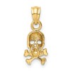 Black Bow Jewelry 14k Yellow Gold Small Satin Skull and Crossbones Pendant - 3 of 4
