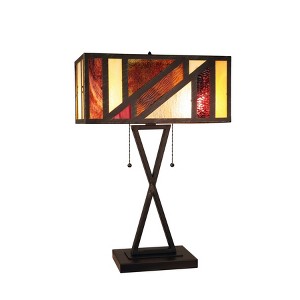 Chloe Lighting Retro Stained-Glass Brush Gold Retro Table Lamp - 1 of 4