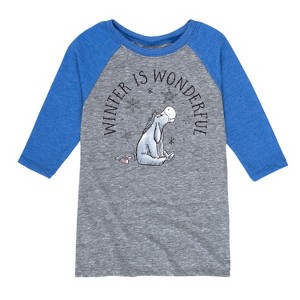 Boys' - Winnie the Pooh - Eeyore Winter is Wonderful Christmas Raglan Graphic T-Shirt - 1 of 3