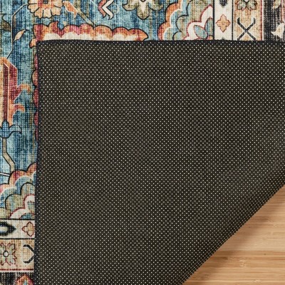 Tiefi Black Multicolor Synthetic Traditional Medallion Area Rug