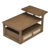 Zeus & Ruta Modern Coffee Table with Storage Shelf, Double-layer Tabletops & Rattan Drawer for Living Room - 2 of 4