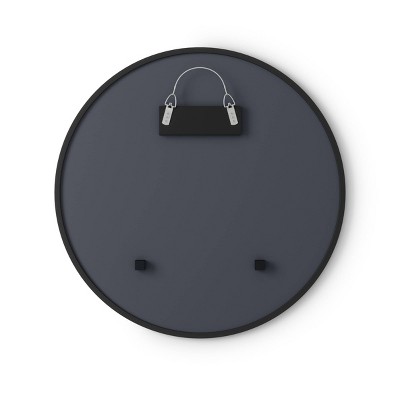 26'' Modern Black Round Wall Mirror with Rubber Frame