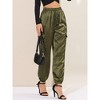 Allegra K Women's Drawstring Elastic High Rise Silky Solid Satin Pants  Green Large