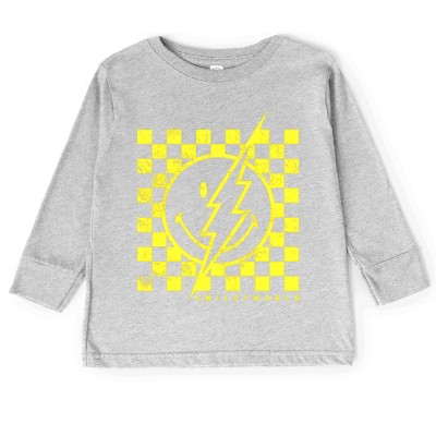 The Juniper Shop SmileyWorld Checkered Lightning Distressed Toddler Long Sleeve Tee