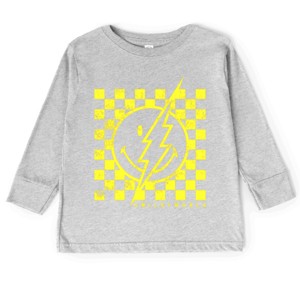 The Juniper Shop SmileyWorld Checkered Lightning Distressed Toddler Long Sleeve Tee - 1 of 4