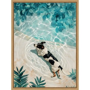 Amanti Art Dogs Life Swimming by Justyna Jaszke Framed Canvas Wall Art - 1 of 4