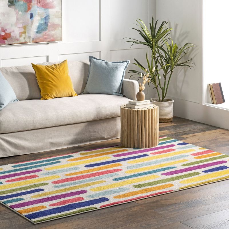 nuLOOM Thick Colorful Stripes Kids Area Rug, 3 of 11