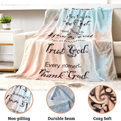 LOVEVOOK Healing Throw Blanket with Inspirational Thoughts and Prayers- Soft Throw Blankets Caring Gift for Women Men