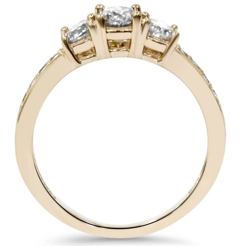 Pompeii3 1ct 3 Stone Diamond Engagement Ring 14K Yellow Gold - Size 8.5, 3 of 6